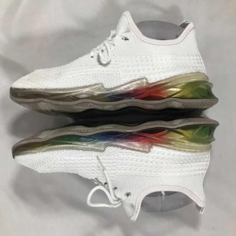 Wanted Dash White Sneaker Shoe Rainbow Sole Womens US 7.5 See Pics